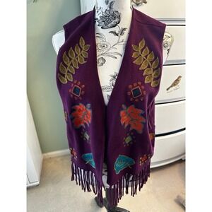 Vintage August Max Women embroidered purple sweater vest size 2X plus Grannycore